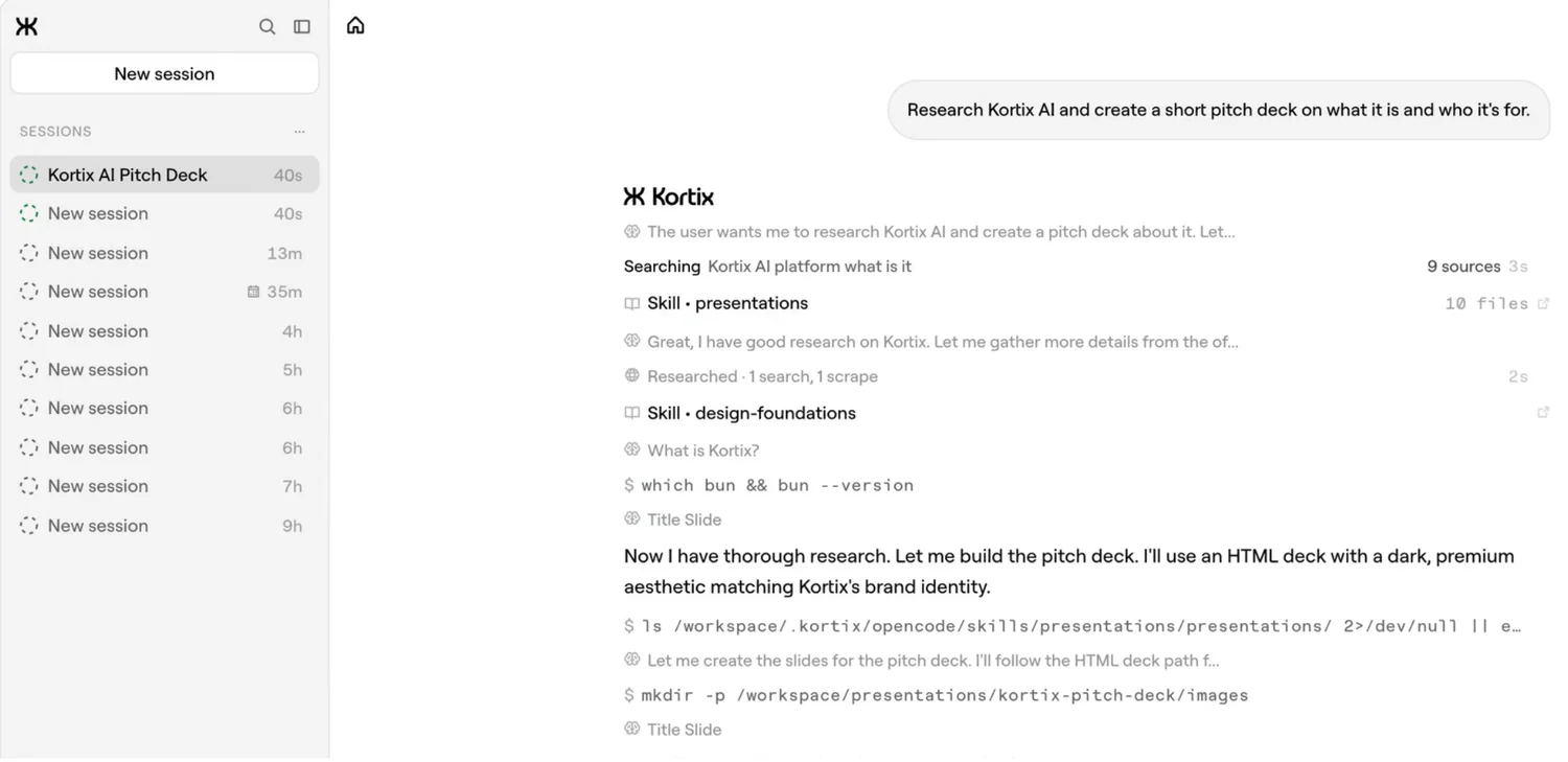 Kortix session on kortix.com